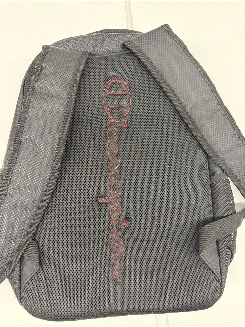 NEW Champion Black Mesh Backpack with Reflective Trim